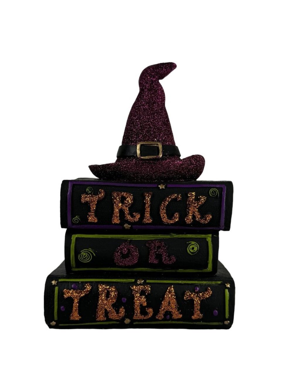 Halloween Glitter Witch Hat On Trick Or Treat Bookshelf Decor 8 Inches